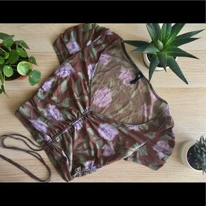 Urban Outfitters Floral Mesh Crop Top